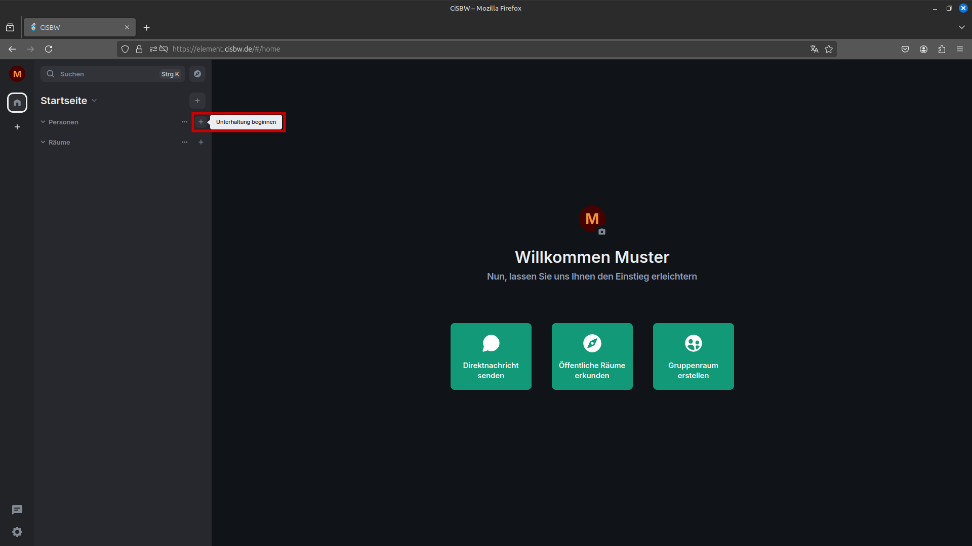 Klick auf den Chat starten Button