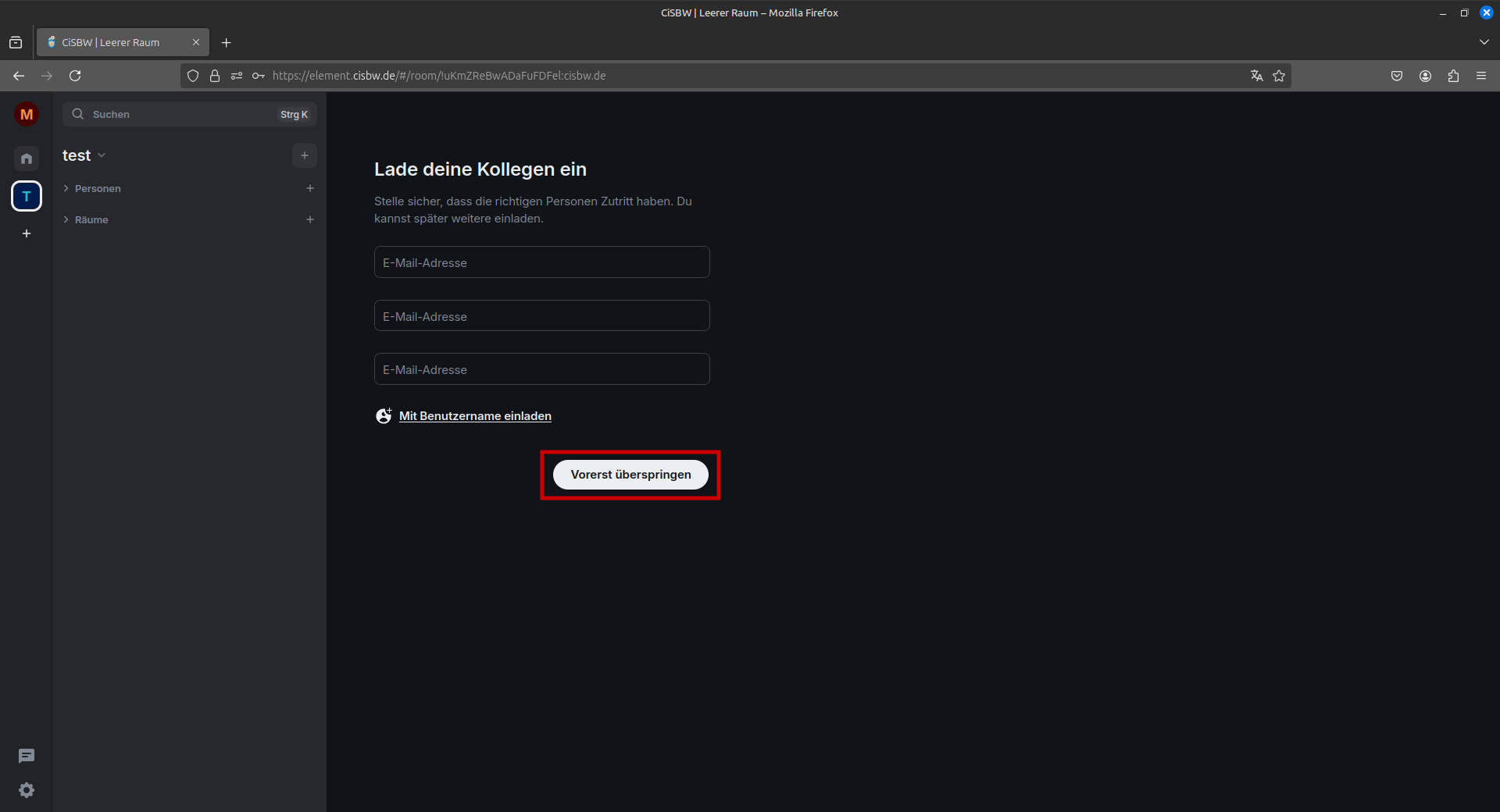 Ein Marker auf den Button „Für jetzt überspringen“
