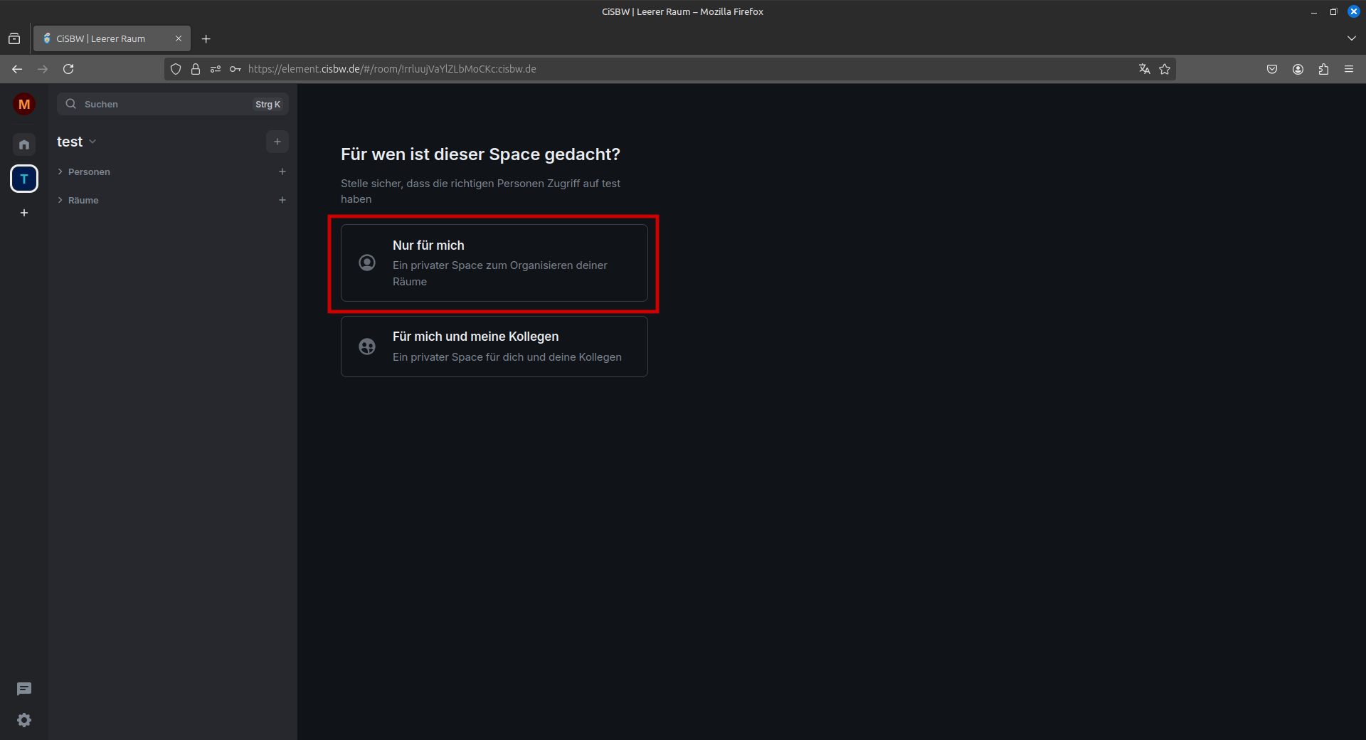 Ein Marker auf den Button „Nur für mich“