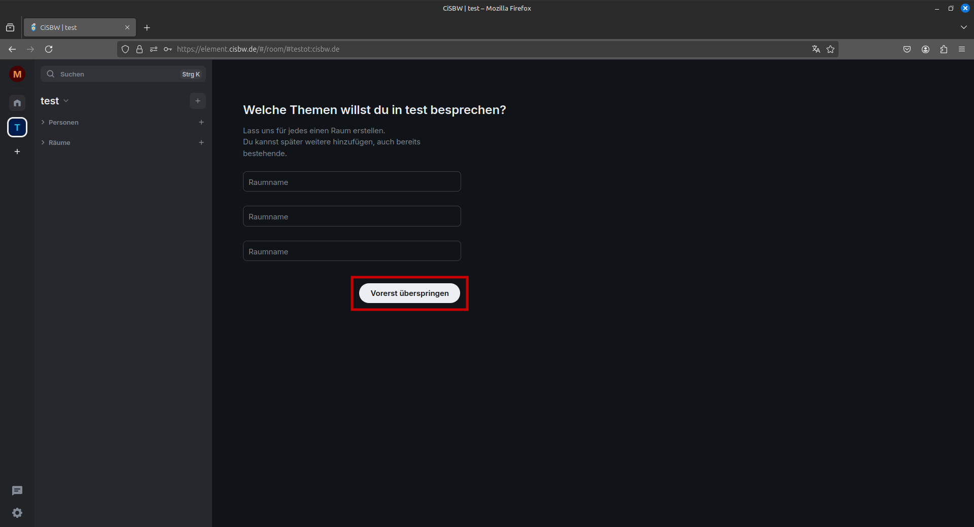 Ein Marker auf den Button „Für jetzt überspringen“