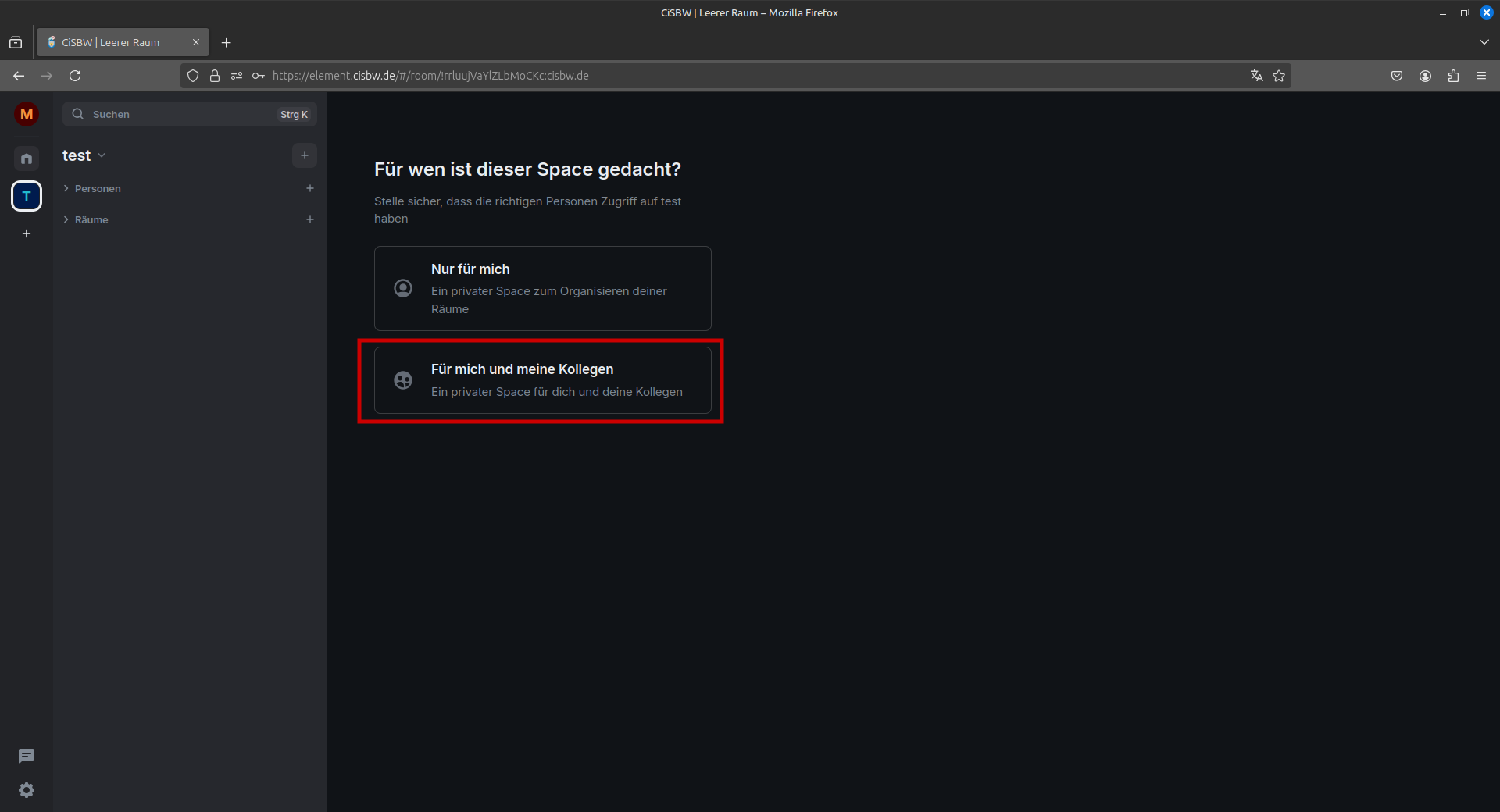 Ein Marker auf den Button „Für mich und meine Kollegen“