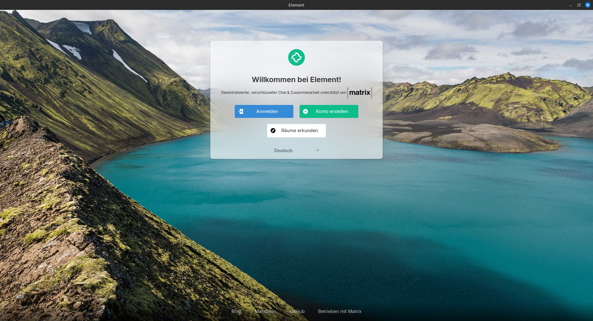 Anmeldebutton im Element Matrixclient